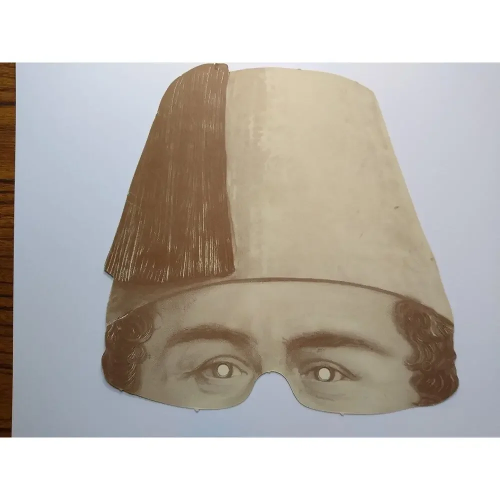 Vintage Paper Fez Hat Costume Mask Eye Mask Middle Eastern Theater